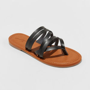 Martiza Black Multi Strap Slide Sandal Black